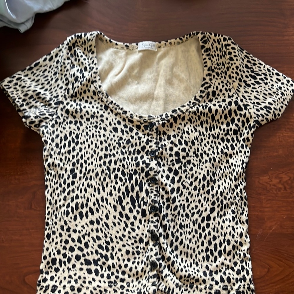 John Galt black and tan crop top